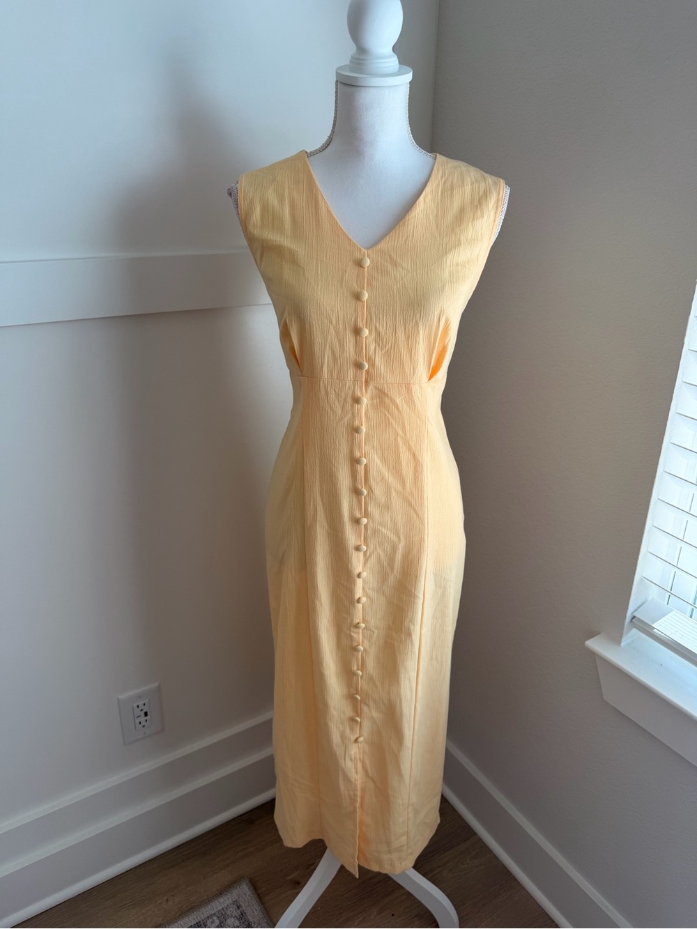 ✨ Vintage Kathie Lee Collection Peach Button-Front Midi Dress | Size 10